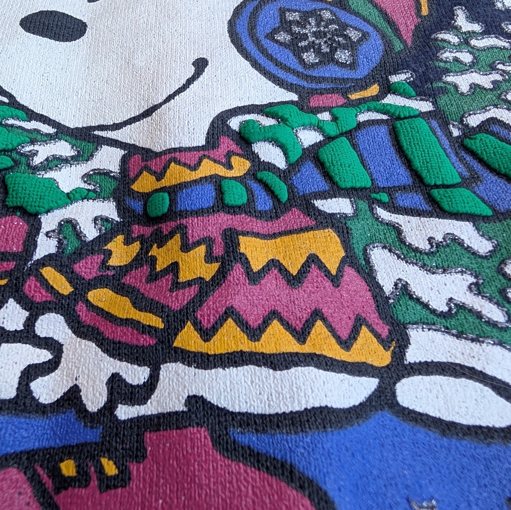 Vintage Tultex Peanuts Snoopy Woodstock Bubble Graphic Navy Sweatshirt XL - Picture 4 of 11